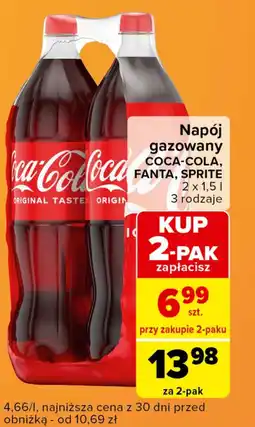 Carrefour Express Napój gazowany COCA-COLA, FANTA, SPRITE 2x1,5l oferta