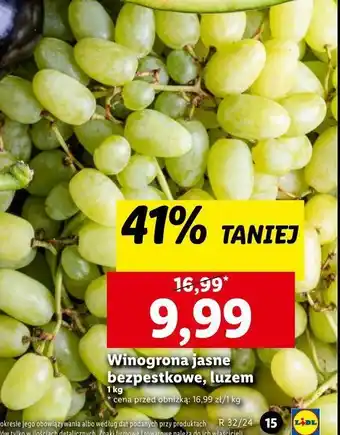 Lidl Winogrona jasne bezpestkowe oferta