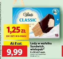 Lidl Lody sandwich wanilia-truskawka-czekolada Gelatelli oferta