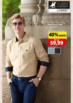 Lidl U.S. GRAND POLO DLA LIVERGY Koszula męska z lnem oferta