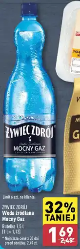 ALDI ŻYWIEC ZDRÓJ Woda źródlana Mocny Gaz 1,5 l oferta