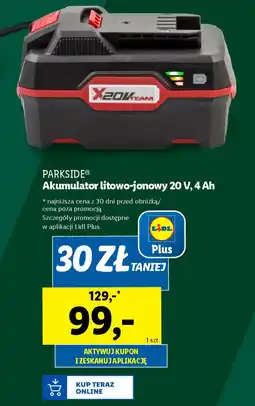 Lidl PARKSIDE Akumulator litowo-jonowy 20 V, 4 Ah oferta