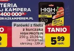 Carrefour Parówki z filetem z kurczaka z oliwą z oliwek Silesia duda high protein oferta