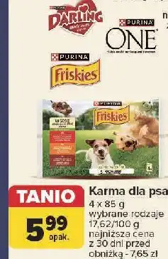 Carrefour Karma dla psa wołowina kurczak i jagnięcina w galaretce Friskies Vitafit oferta