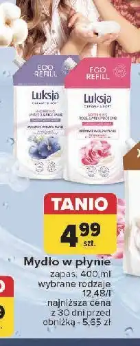 Carrefour Mydło w płynie linen & rice milk zapas Luksja Creamy Soft oferta