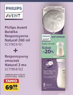 Carrefour Butelka natural 260 ml + smoczek Philips Avent oferta