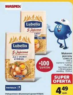 Carrefour Makaron 5-jajeczny jaja z wolnego wybiegu nitki Lubella oferta