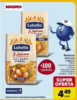 Carrefour Market Makaron 5-jajeczny jaja z wolnego wybiegu nitki Lubella makaron oferta