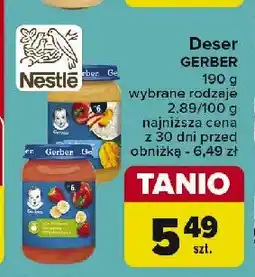 Carrefour Deserek banany jabłka truskawki z jogurtem i musli Gerber oferta