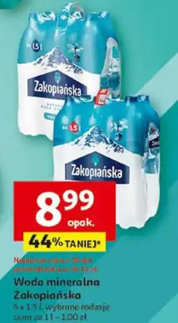 Auchan Woda mineralna Zakopiańska 6 x 1.5 L oferta