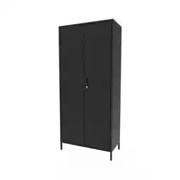 Castorama Szafa metalowa GoodHome Rand 180 x 80 x 40 cm czarny mat oferta