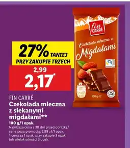 Lidl Czekolada mleczna z siekanymi migdałami Fin Carre oferta