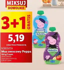 Lidl Mus truskawki i wiśnia z bananem peppa pig Bobovita oferta
