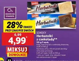 Lidl Herbatniki kakaowe w białej czekoladzie Sondey oferta