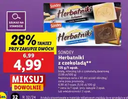 Lidl Herbatniki z czekoladą deserową Sondey oferta