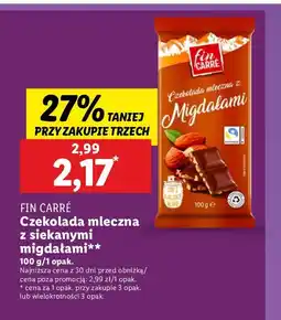 Lidl Czekolada mleczna z siekanymi migdałami Fin carre oferta