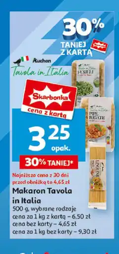 Auchan Makaron penne Auchan tavola in italia oferta