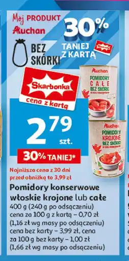 Auchan Pomidory krojone bez skórki bio Auchan różnorodne (logo czerwone) oferta