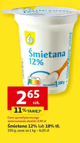 Auchan Śmietana 18 % Podniesiony kciuk oferta