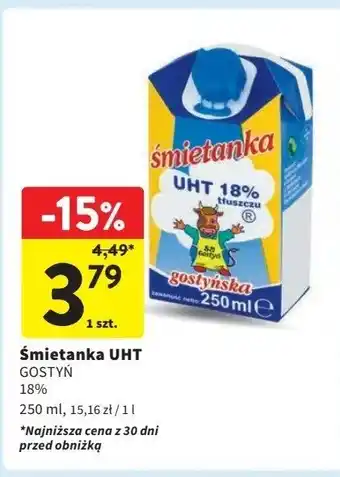 Intermarche Śmietanka uht 18% Gostyń oferta