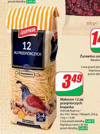 Dino Makaron 12 jaj przepiórczych krajanka Animak-Kopcza / Arc-Pol / Almar / Maxpol, 250 g oferta