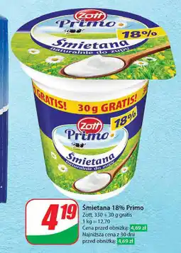 Dino Śmietana 18% Primo Zott, 330+30 g oferta