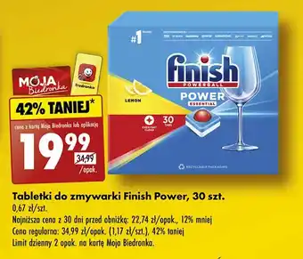 Biedronka Tabletki do zmywarek lemon Finish Power Essential oferta