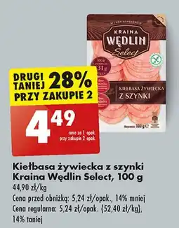 Biedronka Kiełbasa żywiecka z szynki Kraina Wędlin Select oferta