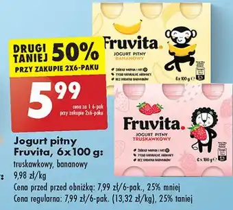 Biedronka Jogurt pitny truskawkowy Fruvita oferta