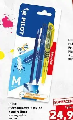 Kaufland Pióro kulkowe niebieskie + wkład zakreślacz wymazywalny Pilot Frixion oferta