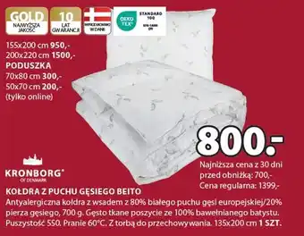 JYSK Kołdra z puchu gęsiego oferta