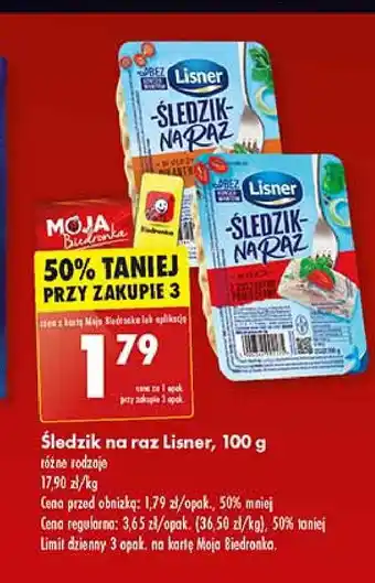 Biedronka Śledzik na raz pikantny Lisner śledzik na raz oferta