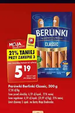 Biedronka Parówki classic Morliny berlinki oferta