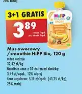 Biedronka Mus gruszki-banany-pomarańcze-mango z ryżem Hipp Hippis Sport oferta