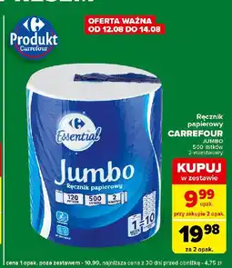 Carrefour Express Ręcznik papierowy jumbo Carrefour Essential oferta