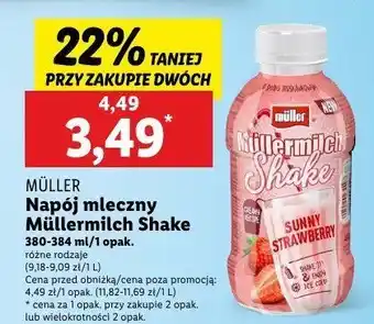 Lidl Napój mleczny sunny strawberry Mullermilch shake oferta