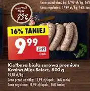 Biedronka Kiełbasa biała surowa premium Kraina Mięs oferta