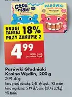 Biedronka Parówki z szynki i cielęciny bezglutenowe bez laktozy Kraina Wędlin Głodniaki oferta