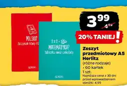 Netto Zeszyt przedmiotowy A5 Herlitz 60 kartek oferta