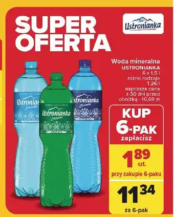 Carrefour Woda gazowana Ustronianka Biała oferta