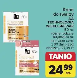 Carrefour Dzienny krem przeciwzmarszczkowy 60+ złota kuracja Aa Technologia Wieku 5Repair oferta