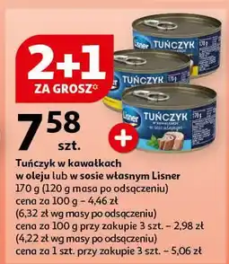 Auchan Tuńczyk w kawałkach sosie własnym Lisner oferta