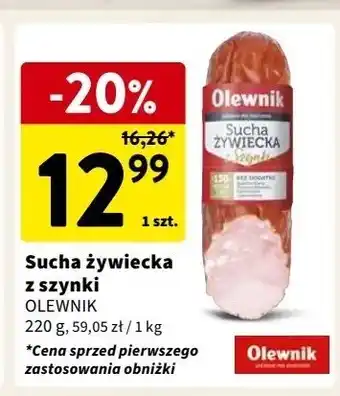 Intermarche Kiełbasa żywiecka sucha z szynki Olewnik oferta