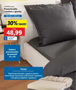 Lidl LIVARNO home Prześcieradło z perkalu z gumką 140-160 x 200cm oferta
