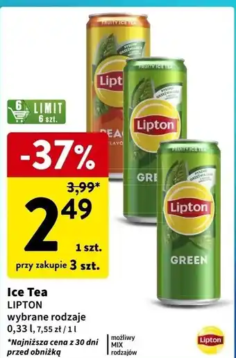 Intermarche Herbata mrożona classic Lipton Green Ice Tea oferta