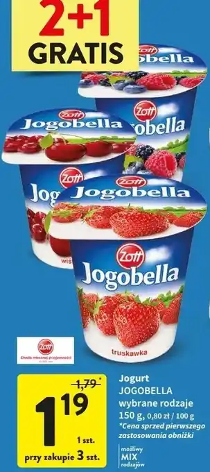 Intermarche Jogurt truskawka Zott Jogobella oferta