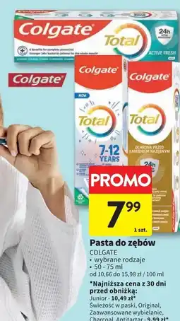 Intermarche Pasta do zębów charcoal deep clean Colgate Total oferta