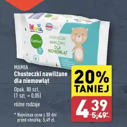 ALDI MAMIA Chusteczki nawilżane dla niemowląt 80 szt. oferta