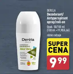 ALDI DERELA Dezodorant/ Antyperspirant spray/roll-on 50/150 ml oferta
