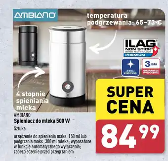 ALDI AMBIANO Spieniacz do mleka 500 W oferta